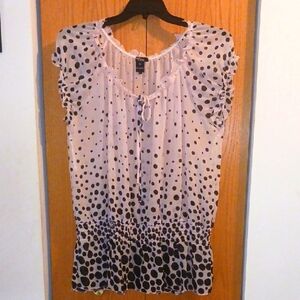 Polka Dot Ruffle Sleeve Top